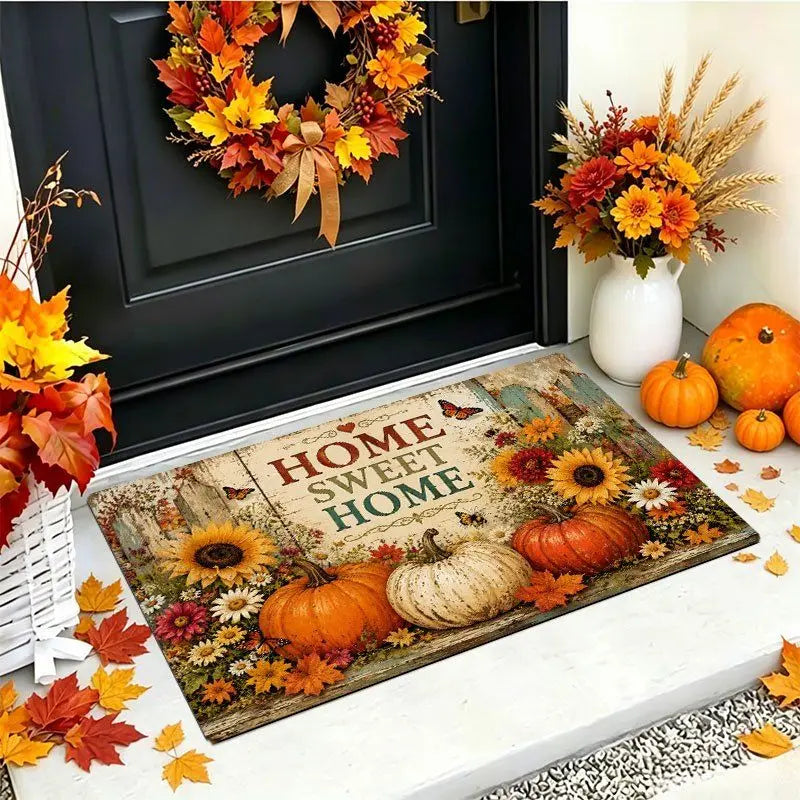 Autumn Pumpkin & Sunflower Floor Mat