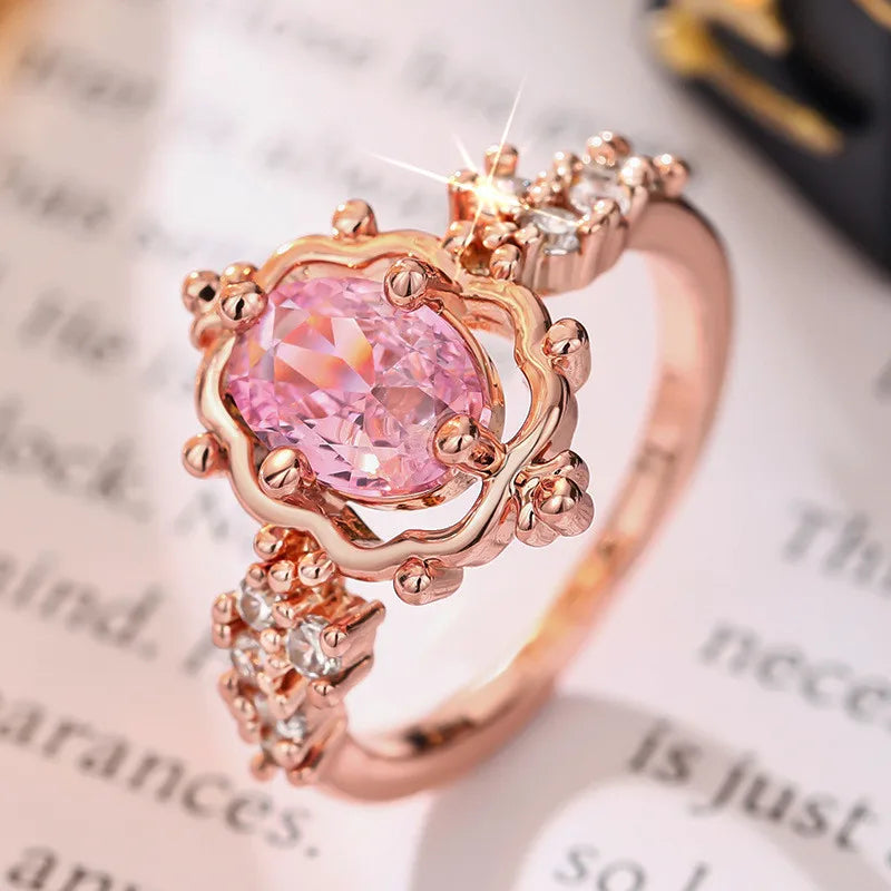 Blush Pink Oval Flower Ring