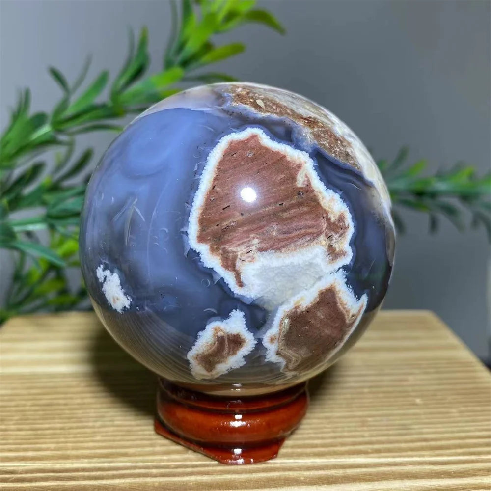 Natural Agate Crystal Sphere with Stand | Hand-Selected · Unique Flash Stone