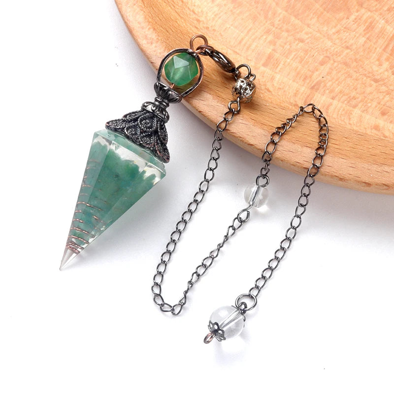 Crystal Pendulum Pendant | Natural Stone Dowsing Necklace