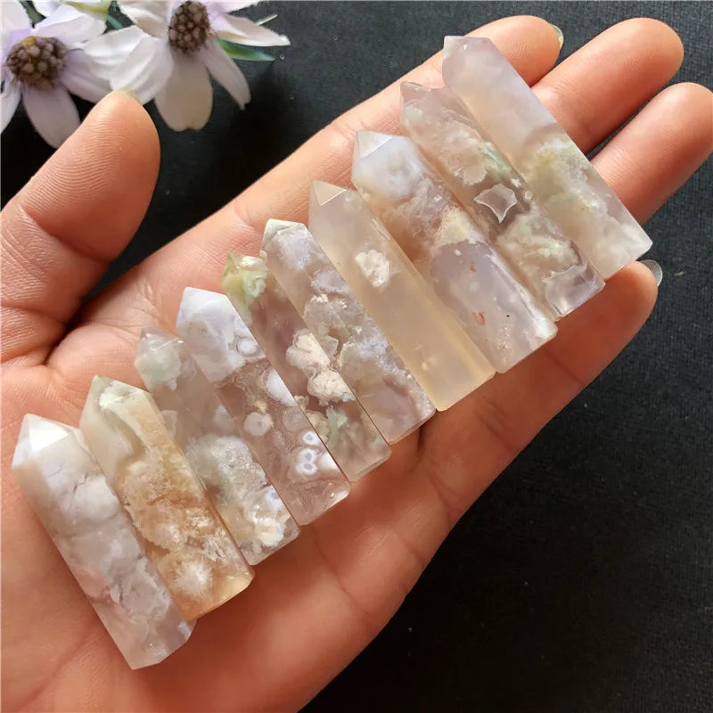 Cherry Agate Crystal Tower — Natural Pink Sakura Quartz Point