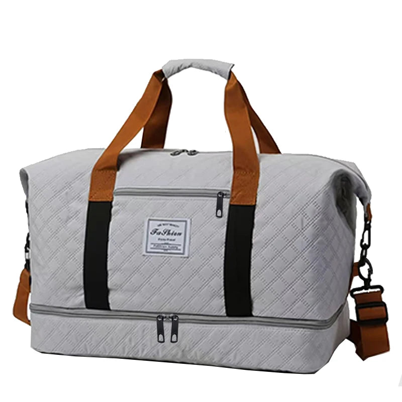 Quilted Travel Duffle Bag | 4 Colors | Wet & Dry Compartment