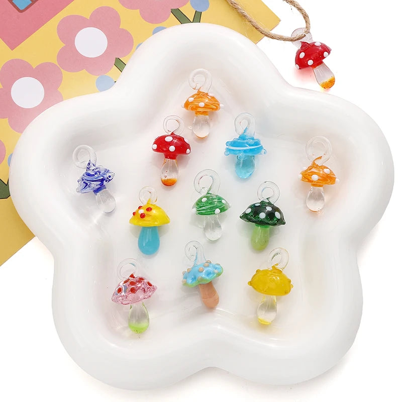 Lampwork Glass Mushroom Charm Bead – DIY Jewelry Pendant