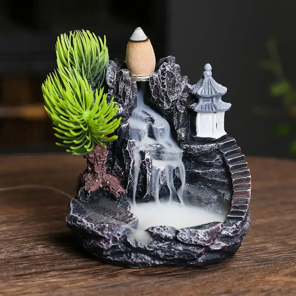 Waterfall Backflow Incense Burner – Resin Incense Holder for Home & Office