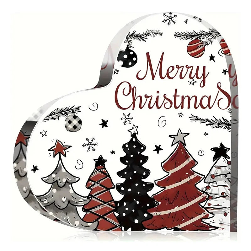 Christmas Heart Desktop Ornament with Stand