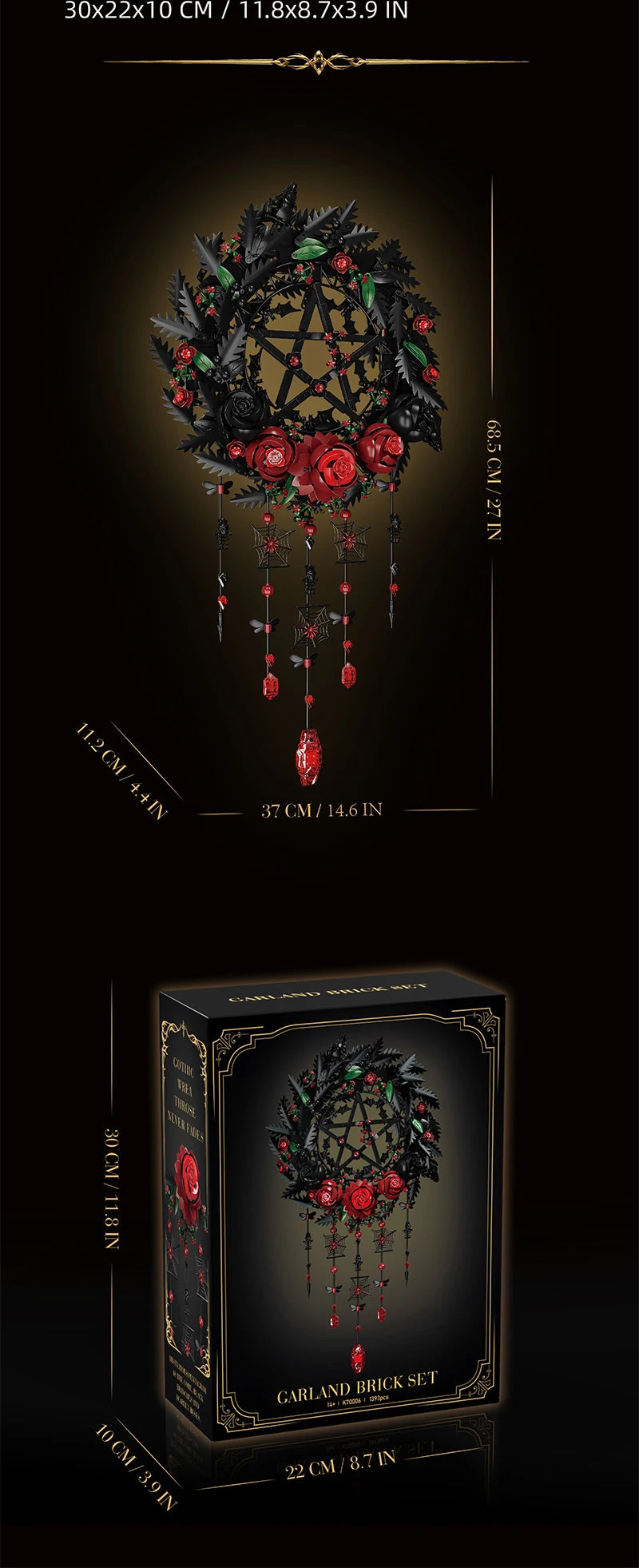 Gothic Rose Dream Catcher Building Block Set — Botanical Brick Art for Home Decor