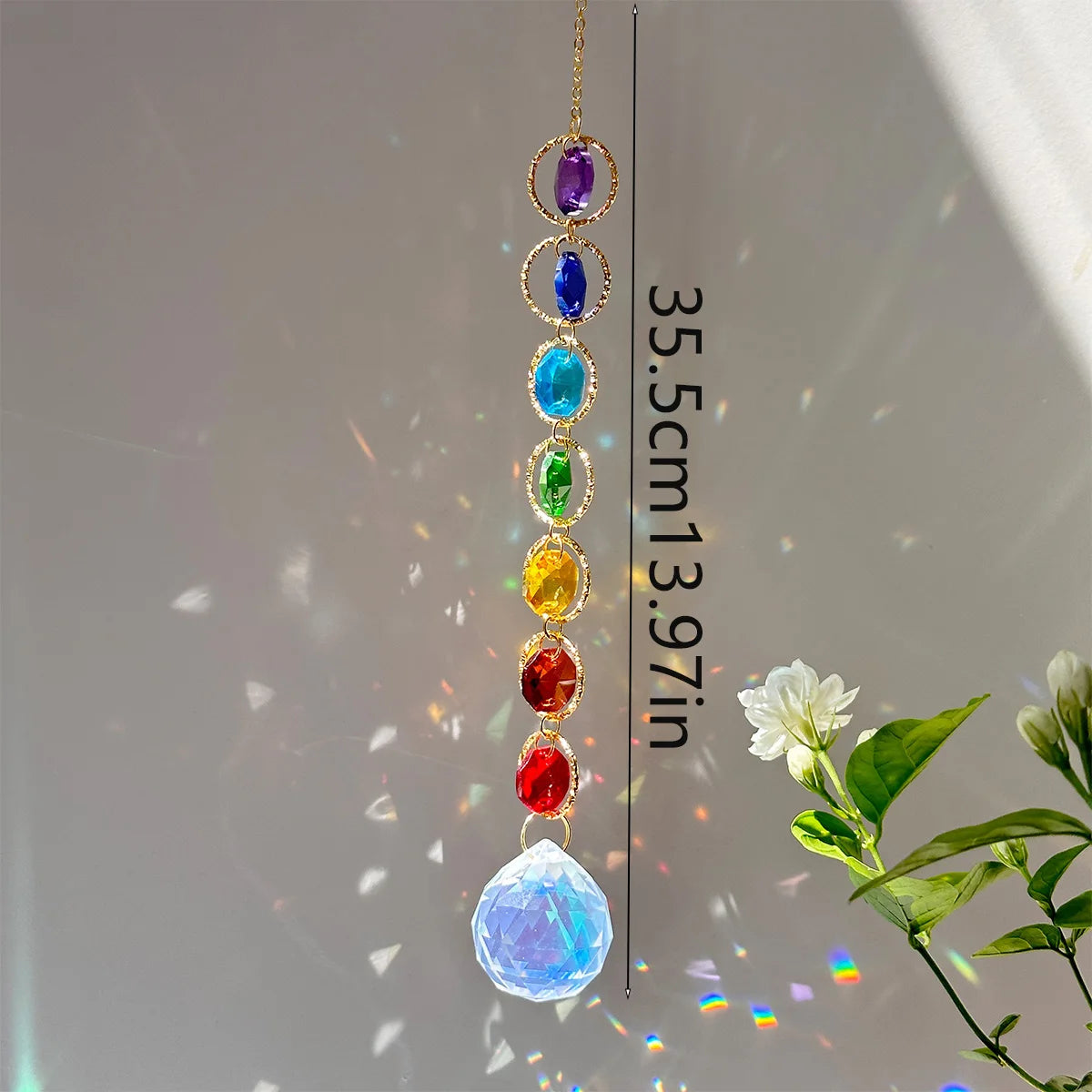 Rainbow Whimsy Crystal Suncatcher Mobile