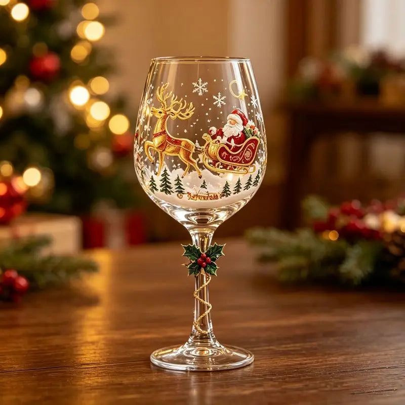 Merry & Bright Christmas Glass Goblets