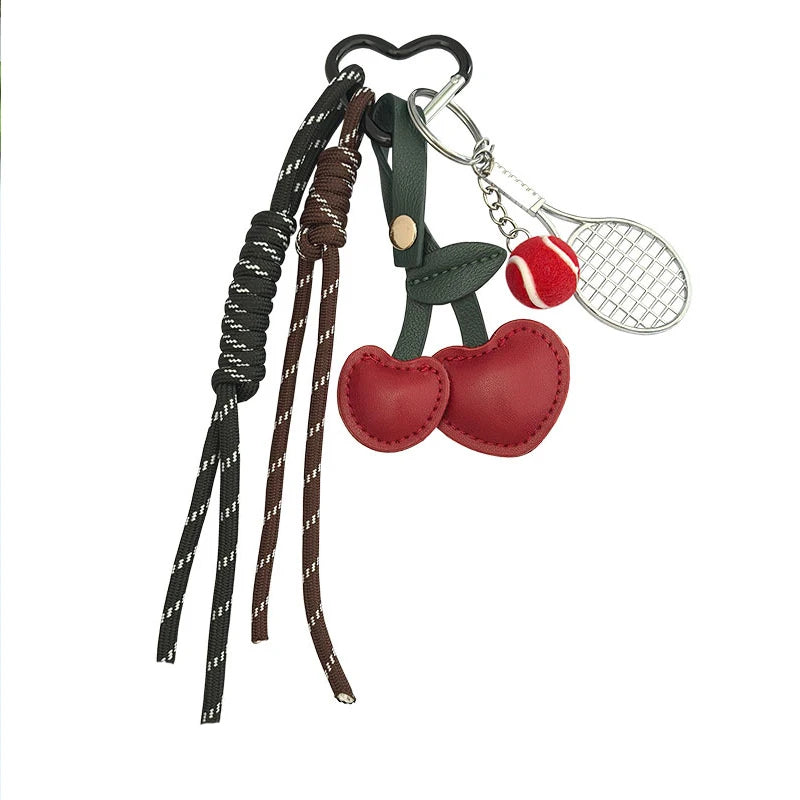 Cherry Leather Bag Charm Keychain | Cute Purse Accessory for Women