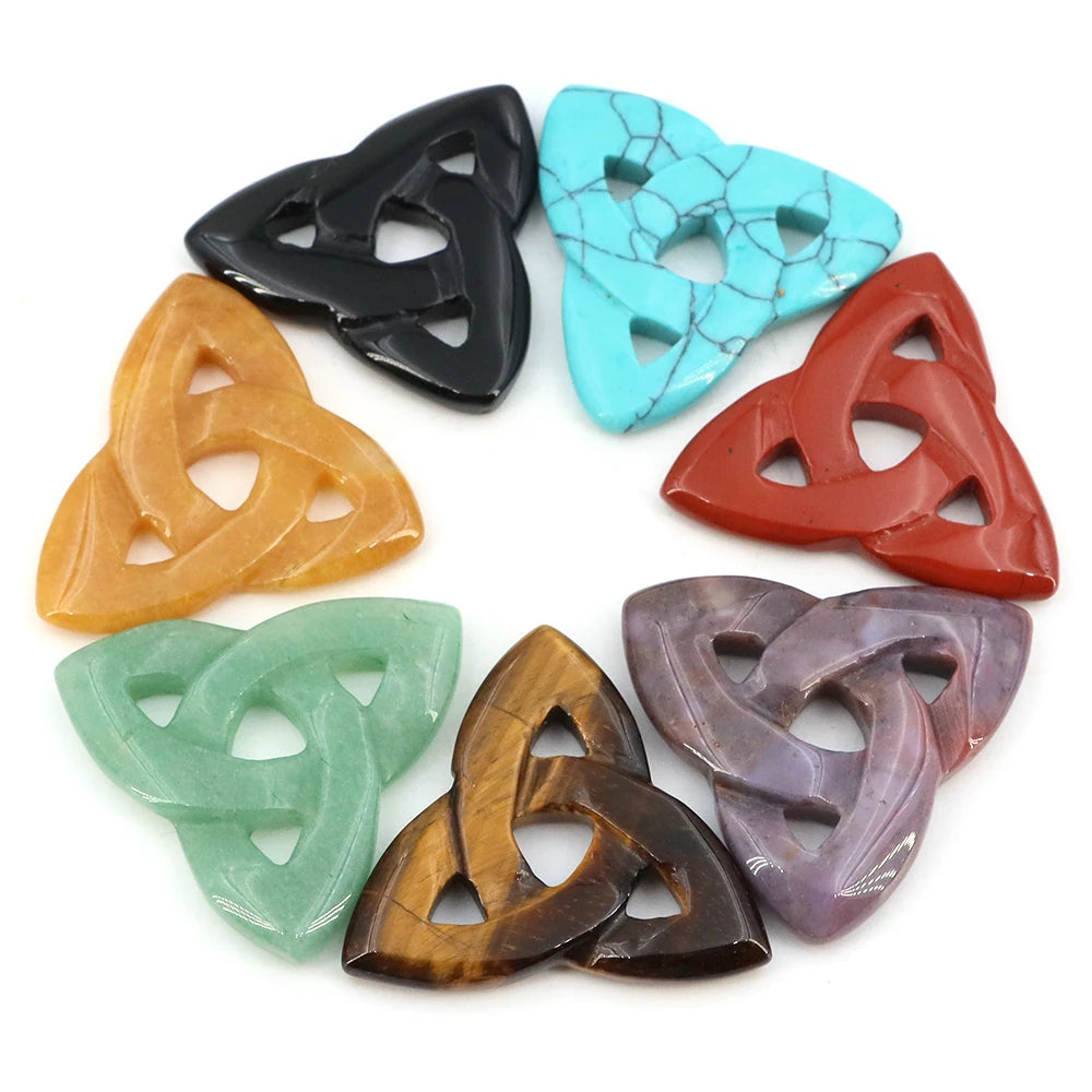 Natural Stone Celtic Knot Pendant Ornaments | Crystal Sets