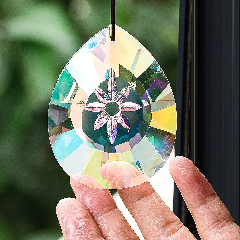 75mm Daisy Flower K9 Crystal Suncatcher Prism Pendant