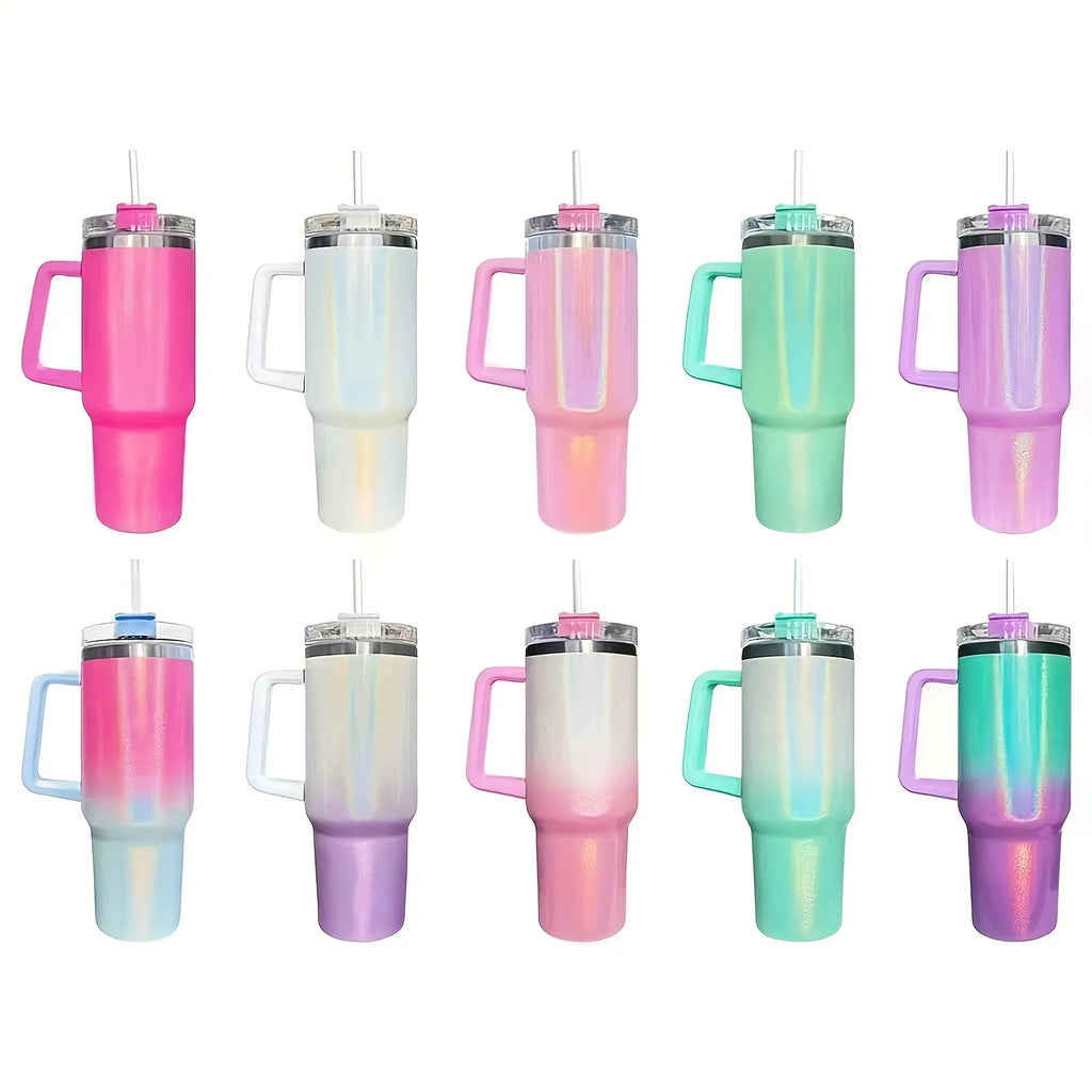 Iridescent Shimmer Tumbler with Handle & Straw | 40 oz