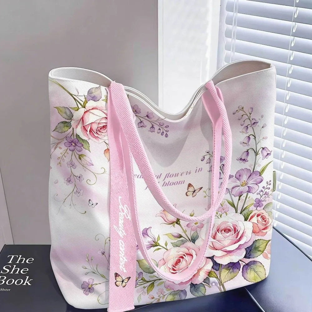 Floral Canvas Tote Bag | Two Size Options