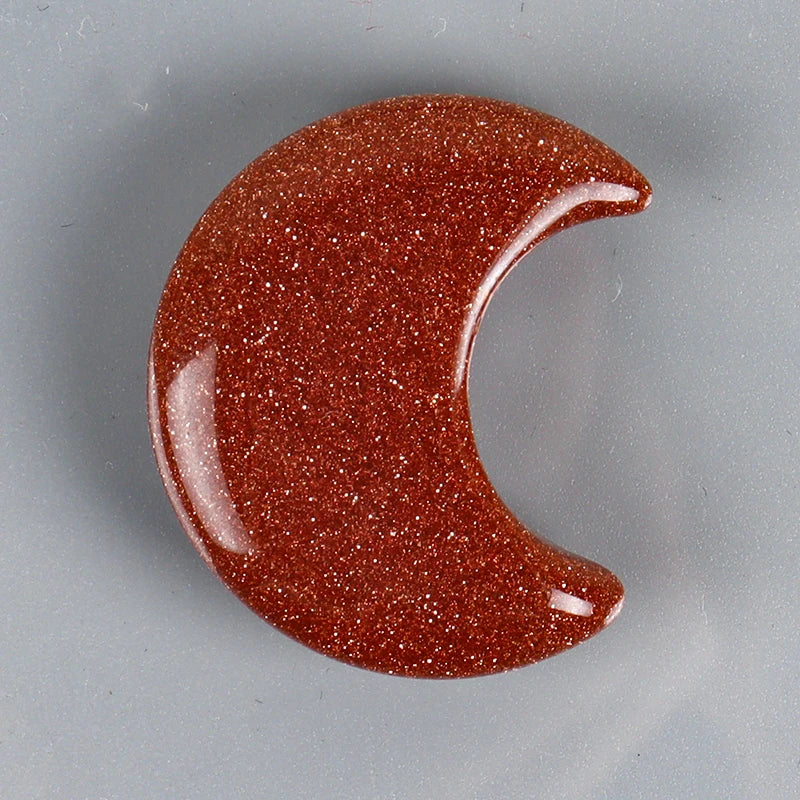 Natural Crystal Moon Ornament | Hand-Carved Healing Stone · 9 Varieties
