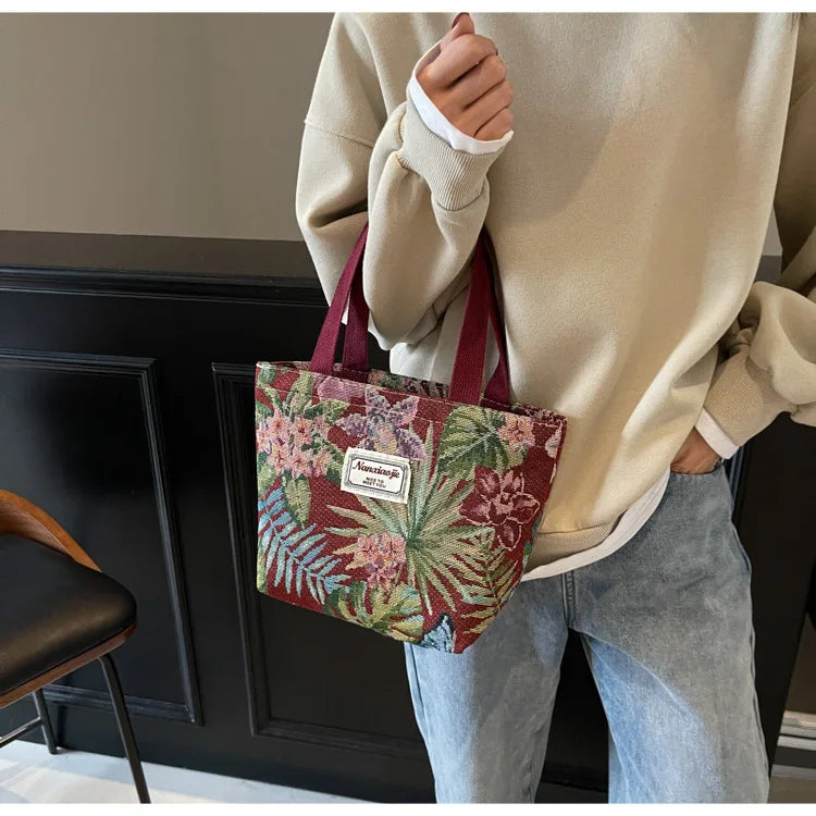 Floral Canvas Shoulder Tote | Four Colors & Two Sizes