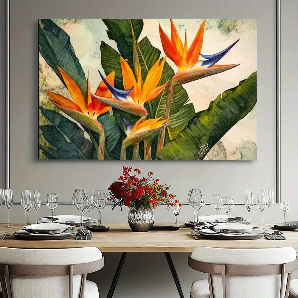 Tropical Orchid Wall Art — Boho Floral Canvas Print