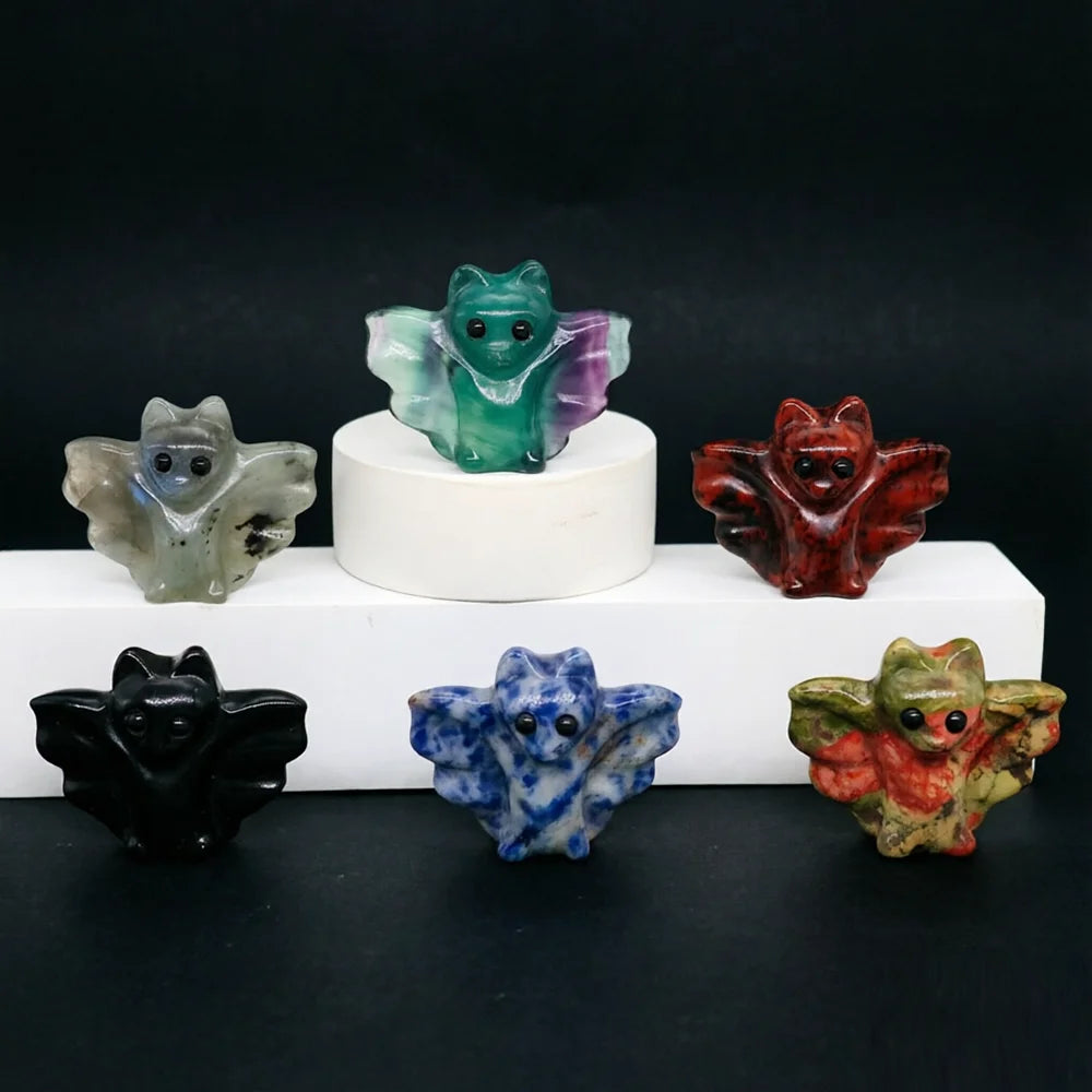 Mini Carved Crystal Bat | Stone & Opalite Options
