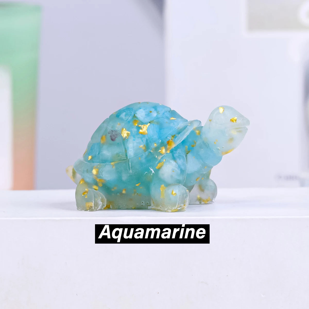 Natural Crystal Stone Turtle Statue — Reiki Figurine & Feng Shui Decor