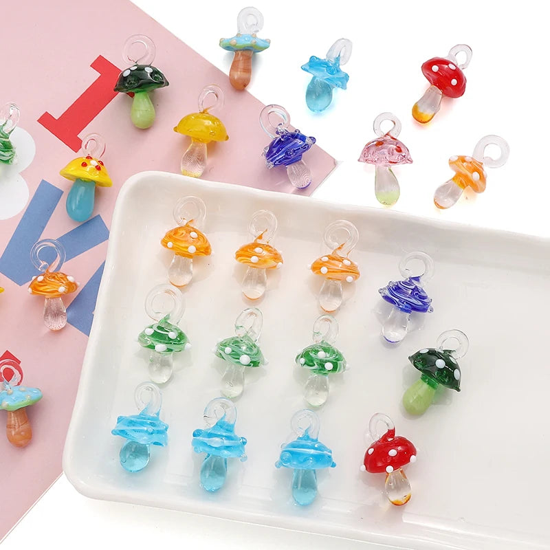 Lampwork Glass Mushroom Charm Bead – DIY Jewelry Pendant