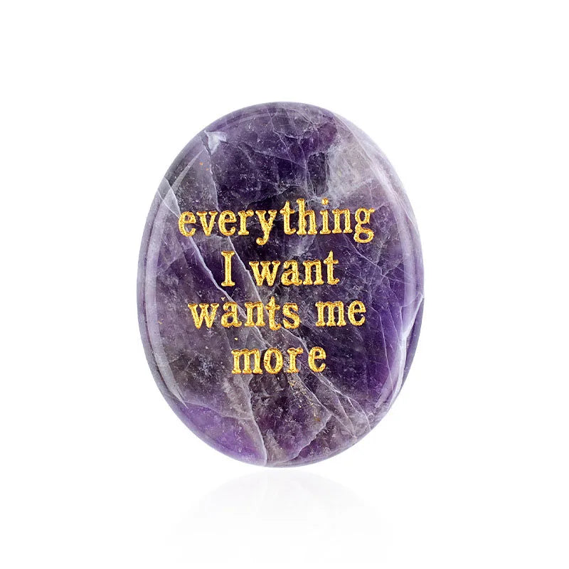 Crystal Worry Stone | Engraved Healing Stone for Meditation & Chakra Balance