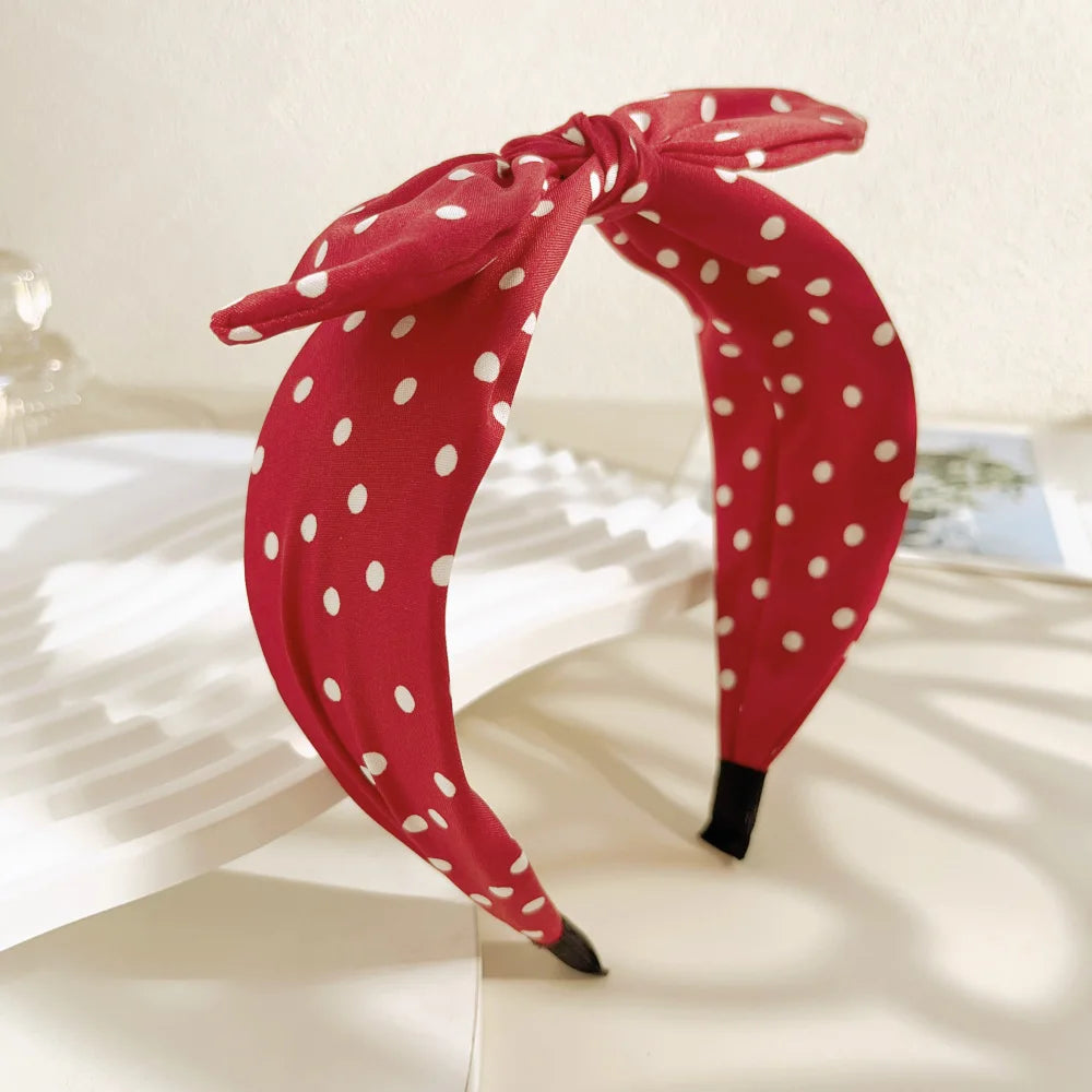 Boho Dots Wide Headband | Soft Turban Bowknot Hair Band for Women in 6 Colors