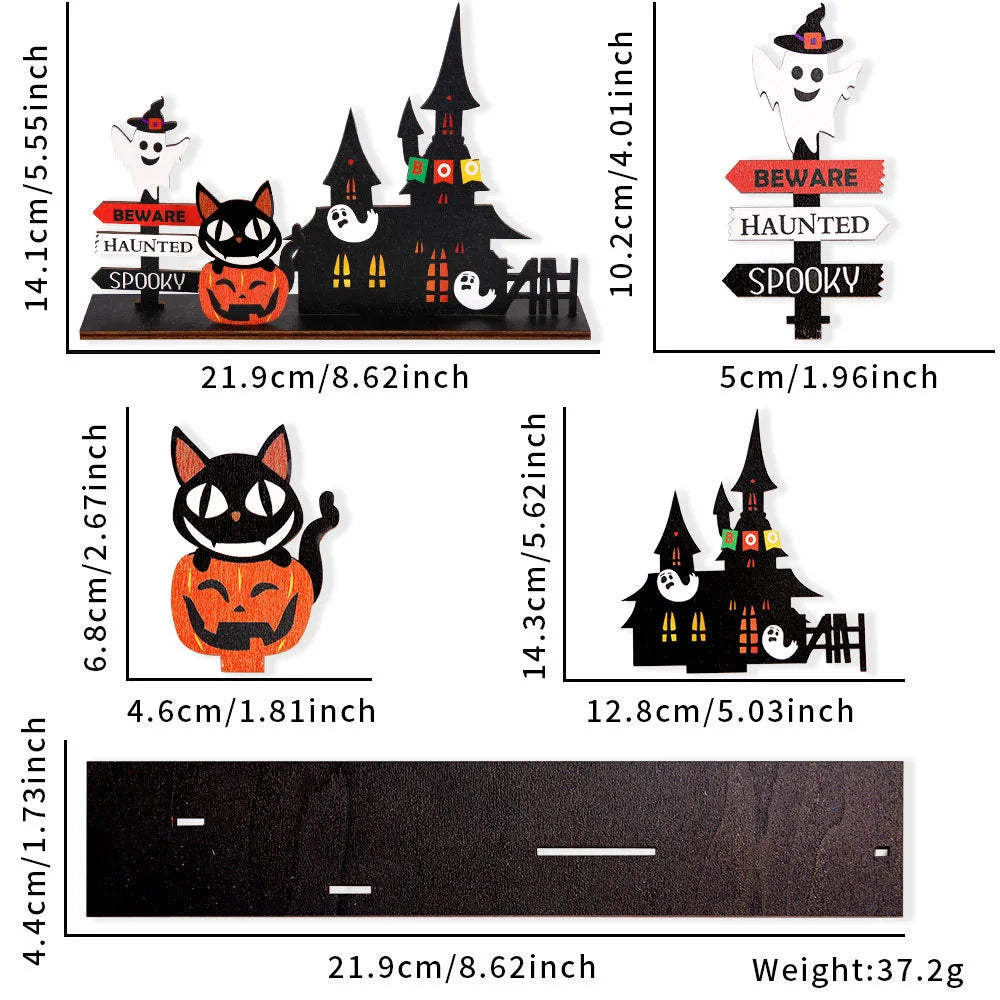 Halloween Haunted House 2D Wooden Centerpiece | Spooky Table Decor | Family Gathering Display