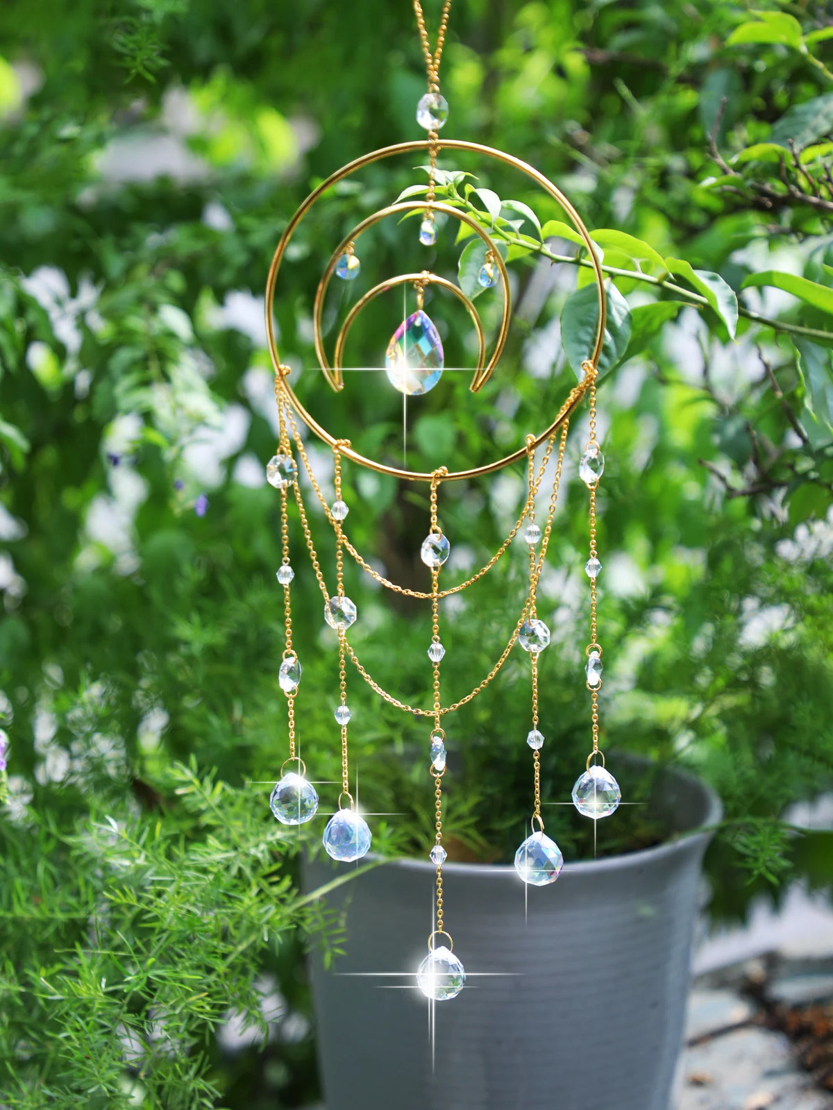 Moon Crystal Prism Suncatcher | Window Hanging