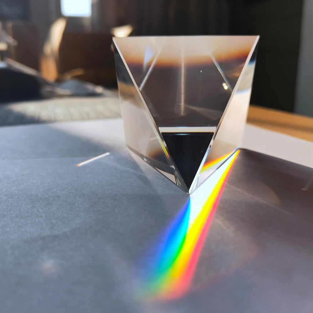 Crystal Glass Pyramid Prism — Rainbow Light Desktop Décor