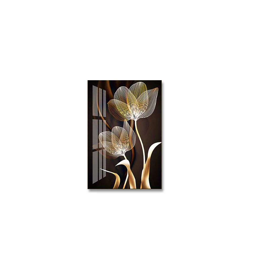 Black & Gold Abstract Floral Canvas Wall Art | Luxury Modern Home Decor Print