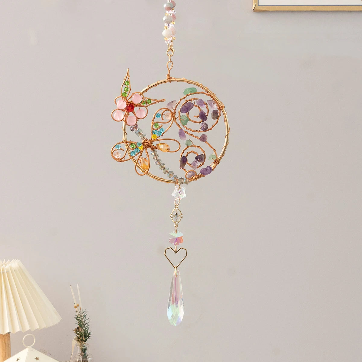 Handcrafted Crystal Wire Suncatcher — Celestial & Nature Prism Pendant