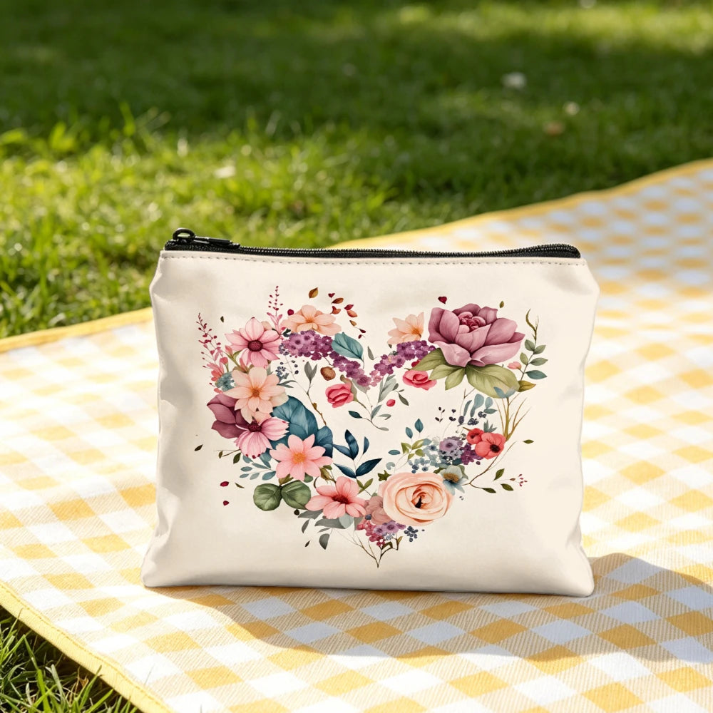 Watercolor Floral Tote Bag & Cosmetic Pouch