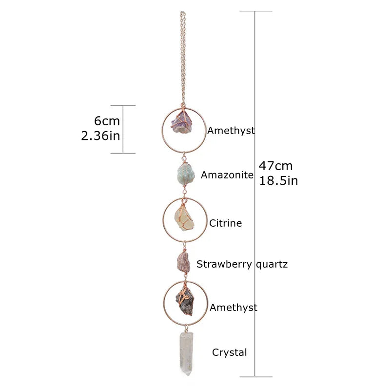 7 Chakra Crystal Tree of Life Hanging — Natural Gemstone Suncatcher