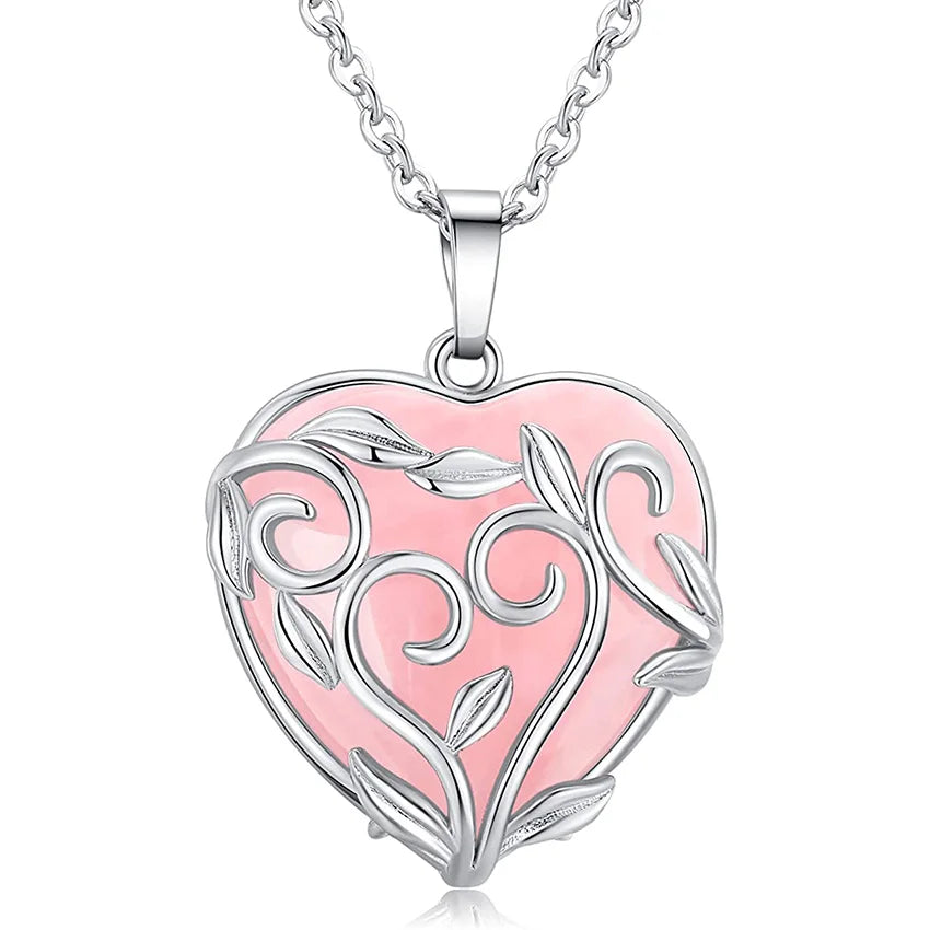 Rose Quartz Crystal Pendant Necklace | Wire Wrapped Healing Jewelry