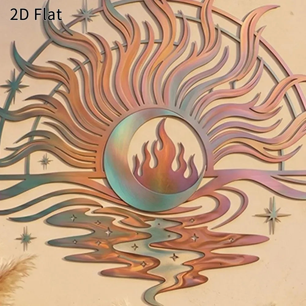 Celestial Sun & Moon Metal Wall Art