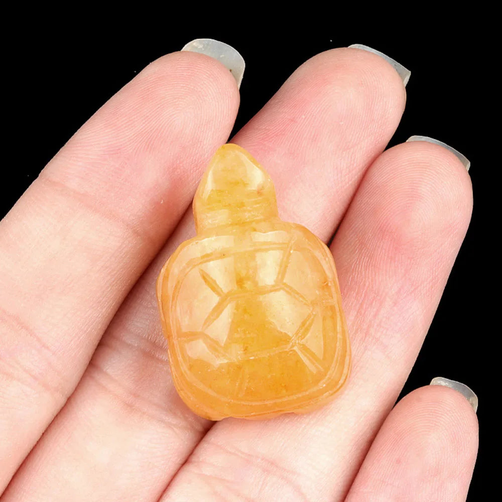 Natural Crystal Turtle Carving – Mini Gemstone Animal Figurine