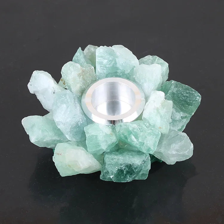 Raw Crystal Cluster Candle Holder — Amethyst, Fluorite & Quartz