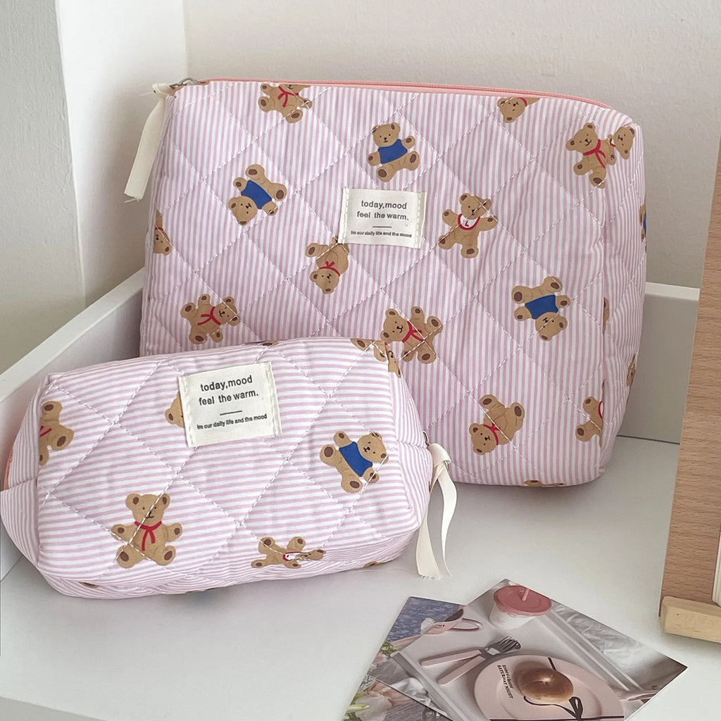 Cozy Bear Quilted Makeup Bag | Three Sizes