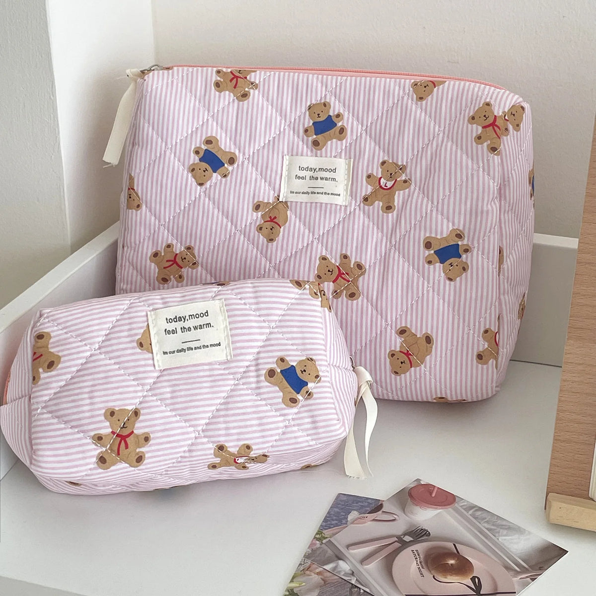 Cozy Bear Quilted Makeup Bag | Three Sizes