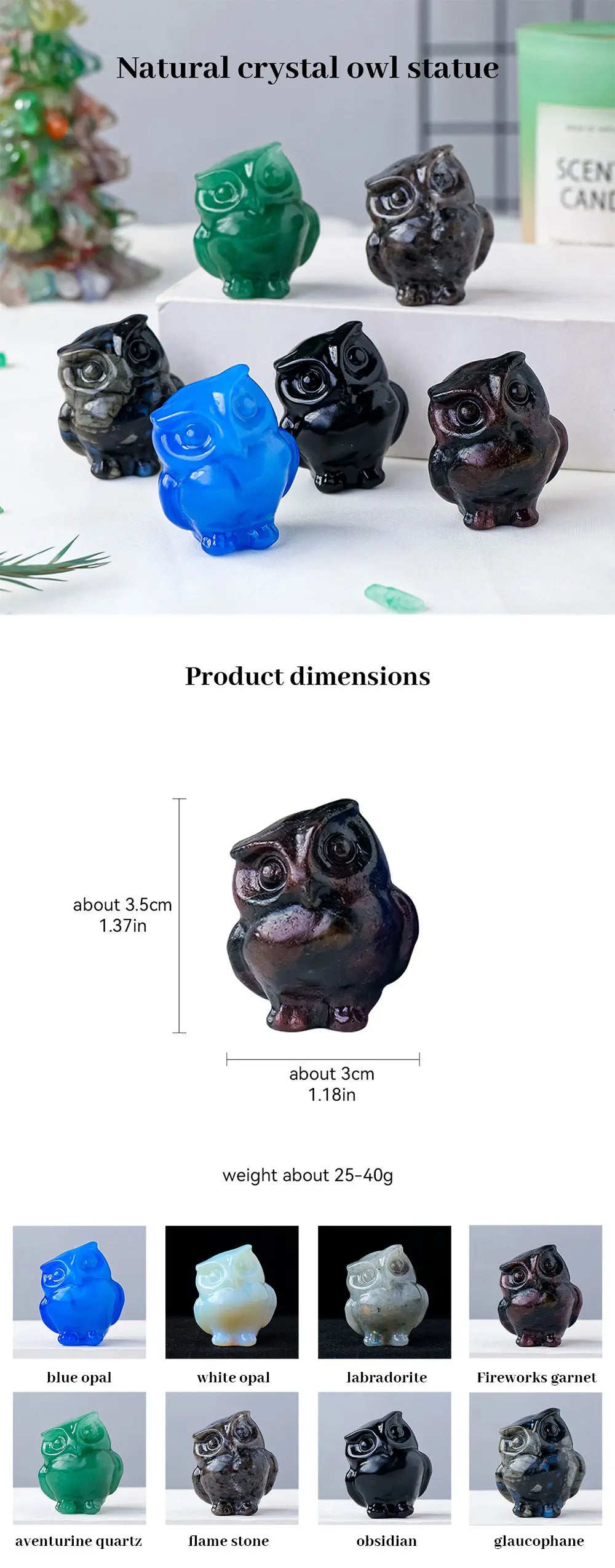 Mini Owl Crystal Figurine | Woodland Wisdom Keepsake
