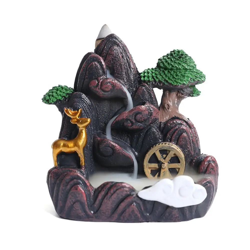 Waterfall Backflow Incense Burner – Resin Incense Holder for Home & Office