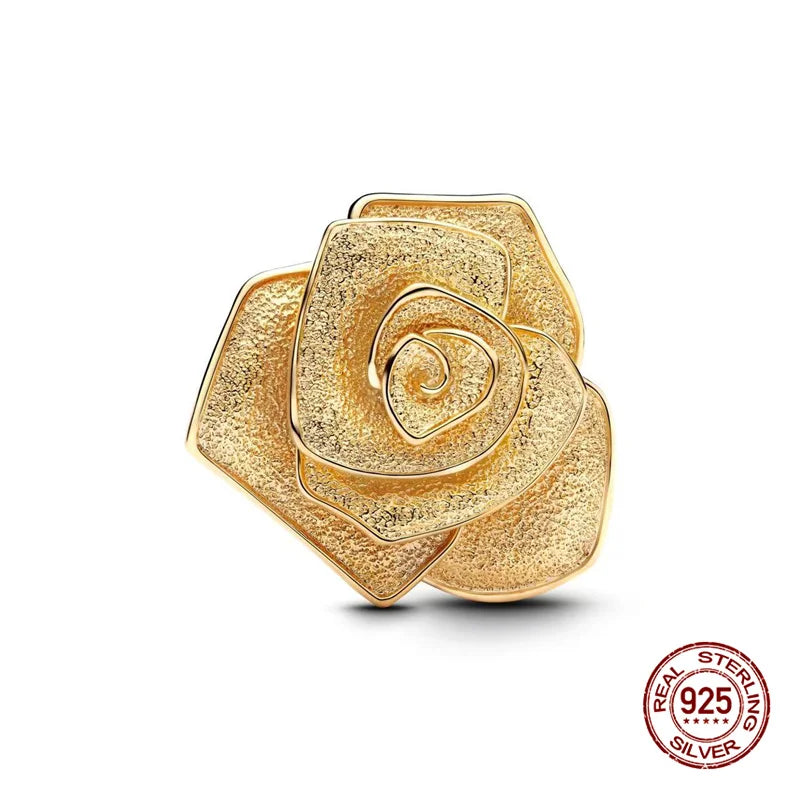 925 Sterling Silver Floral Charm Bead | Roses, Flowers & Lucky Clover for Bracelets & Necklaces