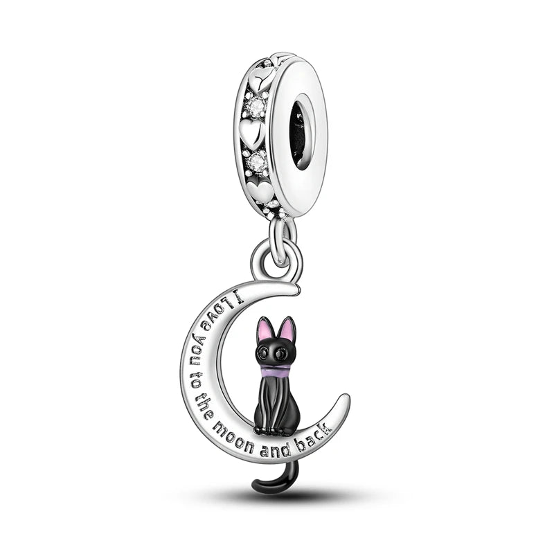 925 Sterling Silver Animal & Floral Charms for Bracelets – Cat, Sunflower & More