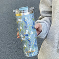 Floral 900 ml Insulated Tumbler with Handle & Straw
