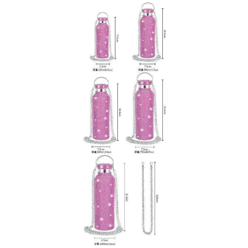 Starlit Sip Embellished Insulated Water Bottle with Chain