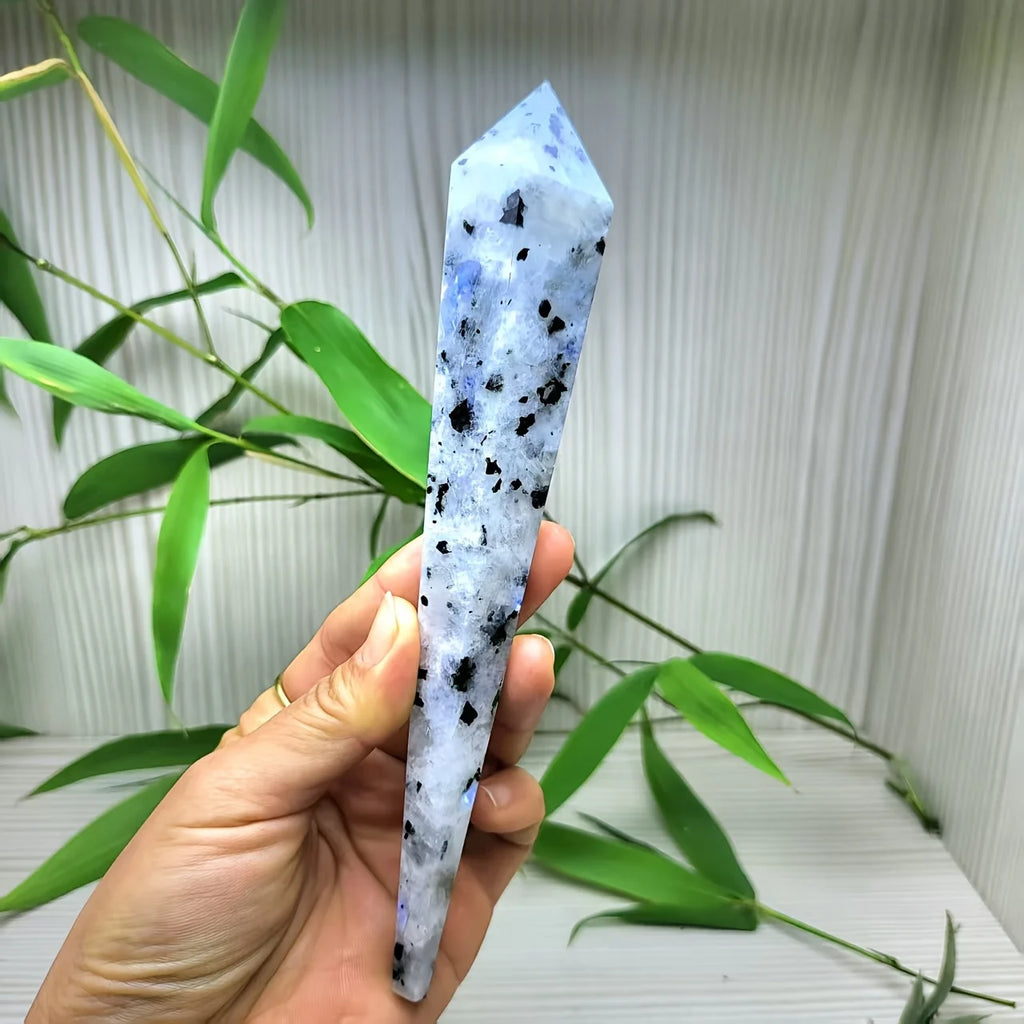 Natural Moonstone Crystal Tower — Rainbow Iridescent Boho Healing Stone