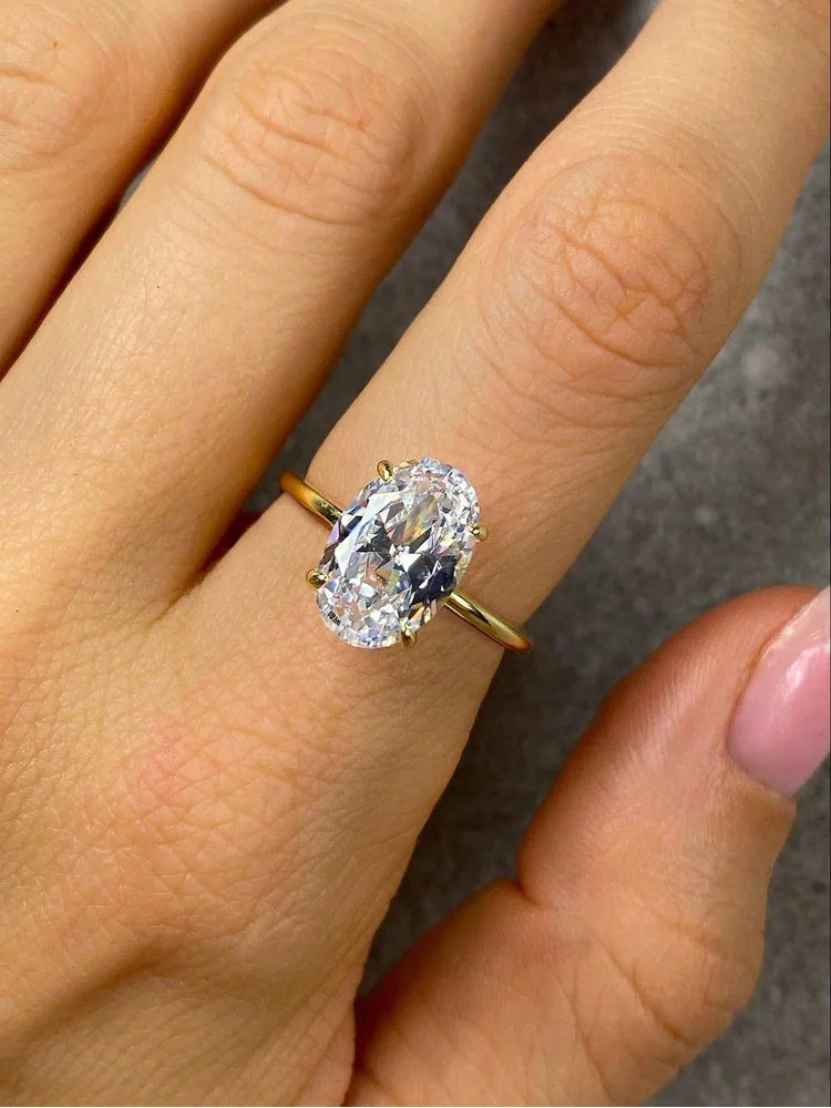 925 Sterling Silver Zircon Oval Ring