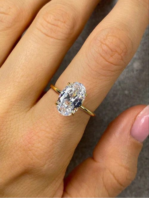 925 Sterling Silver Zircon Oval Ring