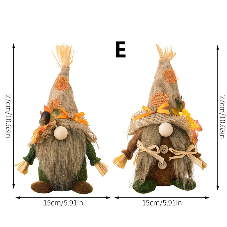 Fall Harvest Gnome Decoration — Maple Leaf & Pumpkin Tiered Tray & Table Décor