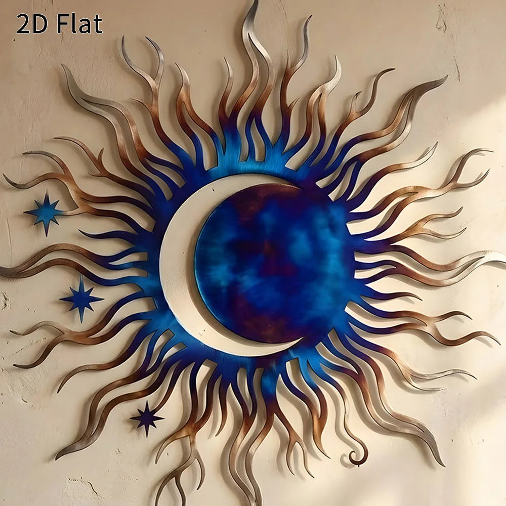 Midnight Sun & Crescent Moon Metal Wall Art