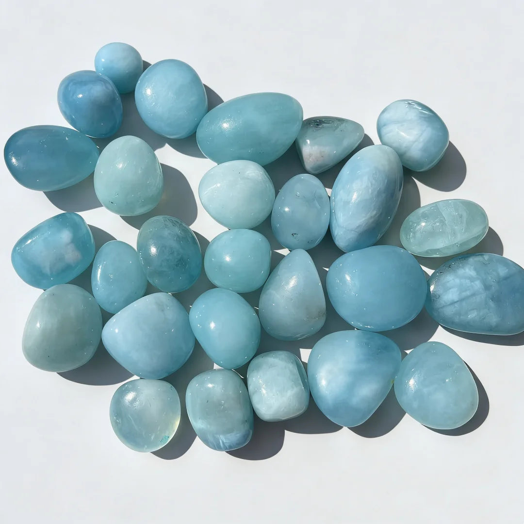 Natural Aquamarine Tumbled Crystals | Raw Healing Stone — Choose Your Size